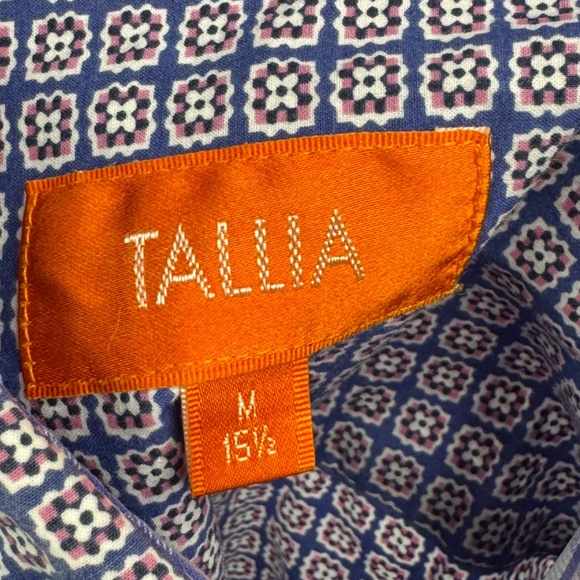 Tallia Mens Purple Mandala Collard Button Up Dress Up Shirt Sz. Medium M 15 1/2 - Picture 5 of 12